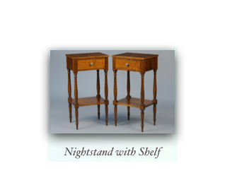 2 Drawer Nightstands with reeded legs, walnut, mahogany, cherry, tiger maple