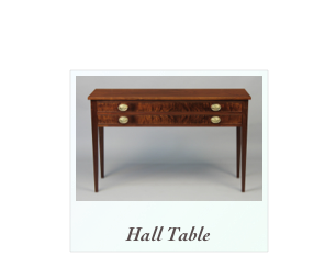 Hepplewhite Hall Table Custom made fine furniture, Walnut, mahogany, tiger maple, birdseye maple, cherry,